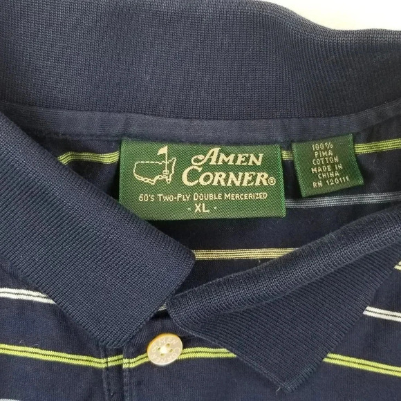 Amen Corner Embroidered Masters Polo Shirt XL Navy - Picture 2 of 6